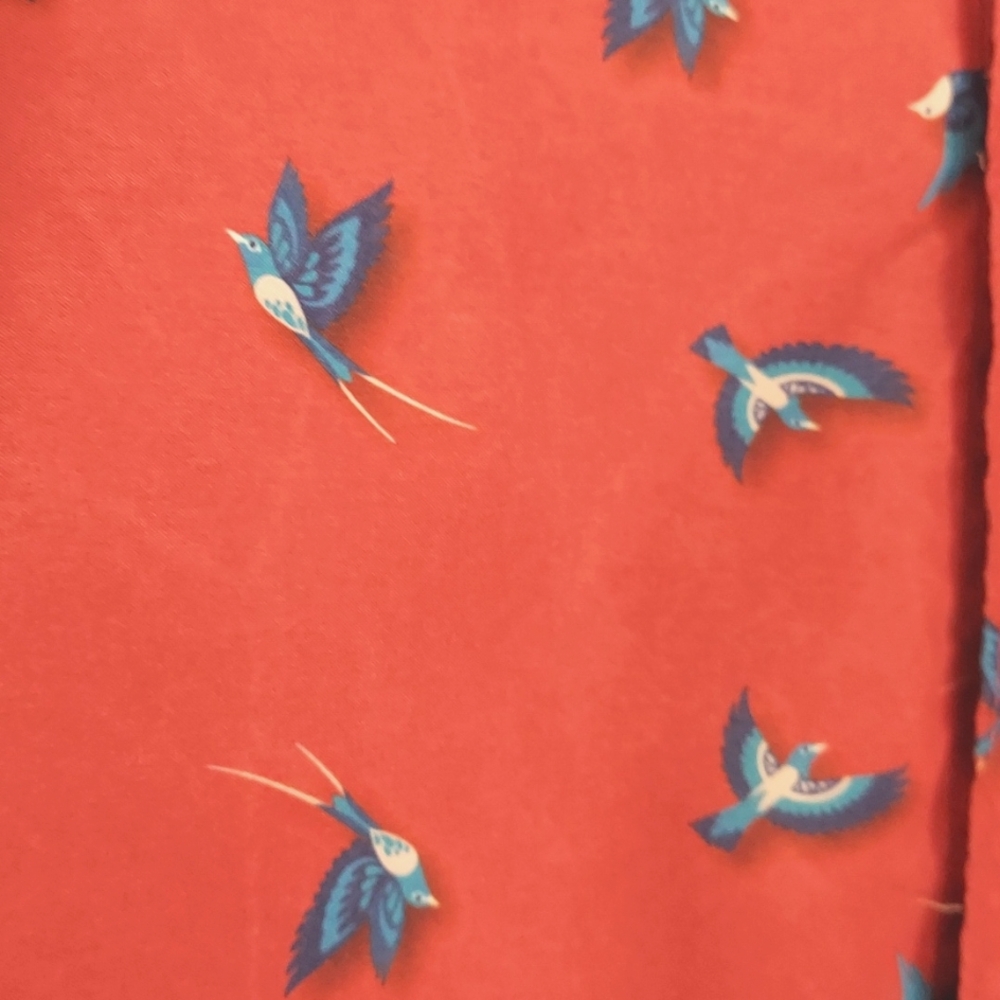 Tenth Ocean Shirt, Size L, Red with Bluebird Pattern, Mesh Backing on Shoulder - Picture 4 of 8